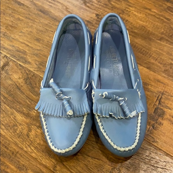 light blue moccasins